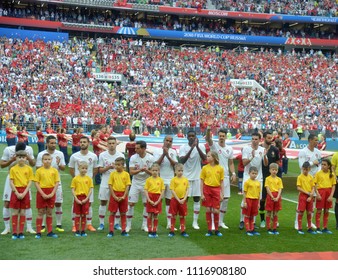 MOSCOW, RUSSIA - June 20, 2018: Portugal Team Posing For A Photo During The FIFA 2018 World Cup. Portugal Is Facing Morocco In The Group B At Luzhniki Stadium. 


