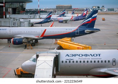 MOSCOW, RUSSIA - JUNE 2022: Aeroflot Russian Airlines Fleet At Moscow Sheremetyevo Airport, Russia.