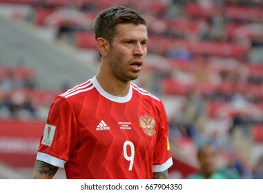 MOSCOW, RUSSIA - JUNE 21, 2017. Russian Striker Fedor Smolov During FIFA Confederations Cup Match Russia Vs Portugal.