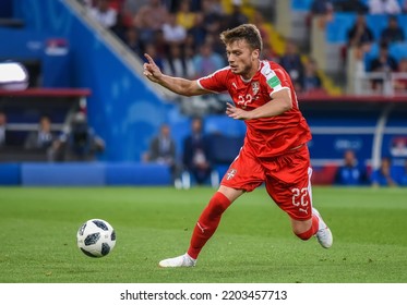 Moscow, Russia - June 27, 2018. Serbia National Team Midfielder Adem Ljajic During FIFA World Cup 2018 Match Serbia Vs Brazil (0-2)
