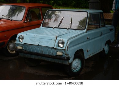 MOSCOW, RUSSIA - JUNE 28, 2015: SMZ S-3D Cyclecar Specially Designed For Disabled Drivers And Were Distributed In The USSR Free Or At A Large Discount Through The Soviet Union's Social Welfare System