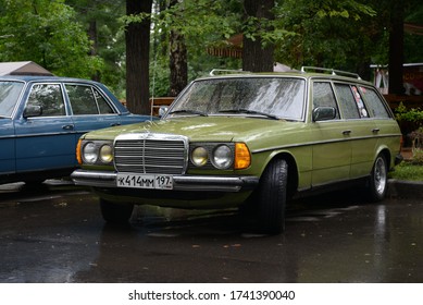 MOSCOW, RUSSIA - JUNE 28, 2015: Mercedes-Benz S123 (W123 Estate) Station Wagon Classic German Midsize 1970s Luxury Executive Car On The Street