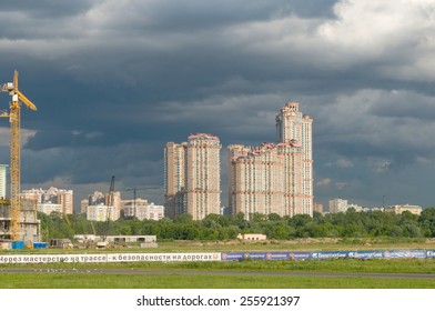 MOSCOW, RUSSIA - June 29, 2012: Tushino Airfield, Views Of The Residential Complex Scarlet Sails