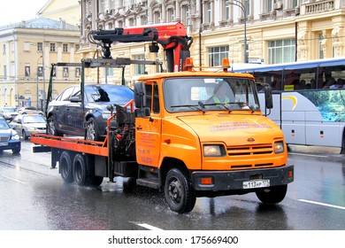MOSCOW, RUSSIA - JUNE 3, 2012: ZIL 5301 Bychok tow truck at the city street.