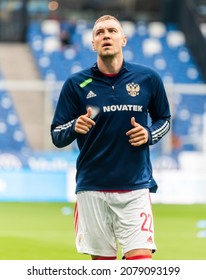 Moscow, Russia – June 5, 2021. Russia National Football Team Striker Artem Dzyuba Before International Friendly Russia Vs Bulgaria (1-0).