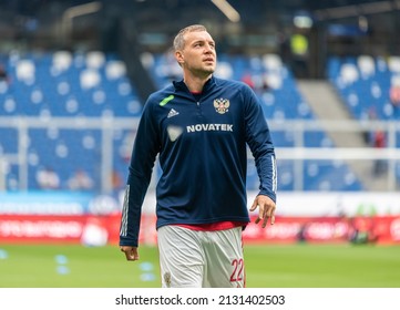 Moscow, Russia – June 5, 2021. Russia National Football Team Striker Artem Dzyuba Before International Friendly Russia Vs Bulgaria (1-0).