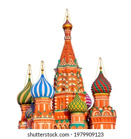 Moscow and Russia landmark symbol. St. Basil Cathedral at Moscow Red Square isolated on white background