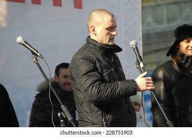 Moscow, Russia - March 10, 2012. Politician Sergei Udaltsov On An Opposition Rally On Election Results