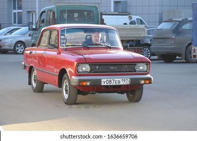 MOSCOW, RUSSIA - MARCH 10, 2014: Moskvitch-2140SL Luxury Version Soviet Russian Old Retro Classic 1980s Car Made In USSR