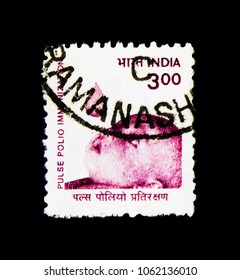 MOSCOW, RUSSIA - MARCH 18, 2018: A Stamp Printed In India Shows Oral Polio Vaccine, Serie, Circa 1998