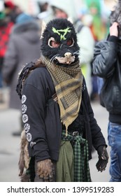 MOSCOW, RUSSIA - MARCH 19, 2016: Traditional Parade In St. Patrick's Day (Irish National Holiday) In Sokolniki Park, Moscow City. Ireland In Moscow. Creative Looks Of People. Furry Fandom. Cosplay