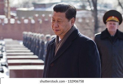 MOSCOW, RUSSIA - MARCH 23: Chinese President Xi Jinping attends a wreath laying ceremony at the Tomb of Unknown Soldier, on March 22, 2013 in Moscow.