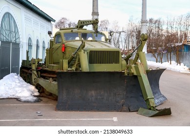 Moscow, Russia - March 6, 2022: Soviet And Russia Military Engineering Vehicle BAT-M In The Technical Museum Of Vadim Zadorozhny.