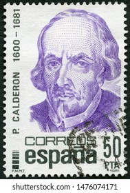 MOSCOW, RUSSIA - MAY 05, 2019: A Stamp Printed In Spain Shows Pedro Calderon De La Barca (1600-1681), Famous Men, 1981
