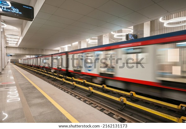 Moscow, Russia - may 06, 2022: Interior of the\
subway  station\
Terekhovo