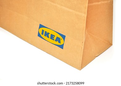 Moscow, Russia — May 08, 2022: IKEA Paper Bag On A White Background