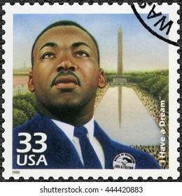 MOSCOW, RUSSIA - MAY 11, 2016: A Stamp Printed In USA Shows Martin Luther King, Jr. (1929-1968), I Have A Dream, Speech 28 August 1963, Civil Rights Leader, Celebrate The Century, 1960s, Circa 1999