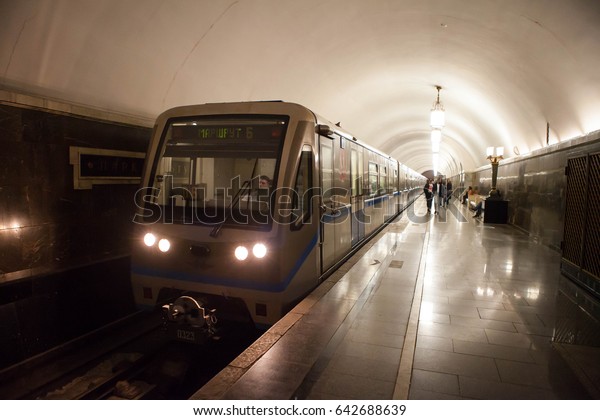 MOSCOW, RUSSIA - MAY 14, 2017: 82 the Moscow subway.\
Parade of trains in\
2017