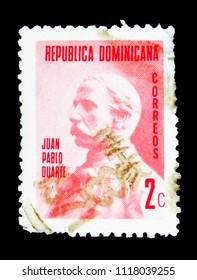 MOSCOW, RUSSIA - MAY 15, 2018: A stamp printed in Dominican Republic shows Juan Pablo Duarte (1813-1876), serie, circa 1970