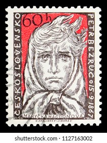 MOSCOW, RUSSIA - MAY 17, 2018: A Stamp Printed In Czechoslovakia Devoted To 90th Aniversary Of Petr Bezruc (Marycka Magdonova), Serie, Circa 1957