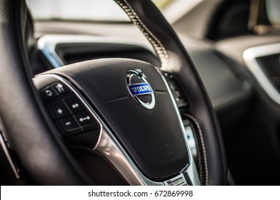 MOSCOW, RUSSIA - MAY 20, 2017 VOLVO XC60 POLESTAR, interior view. Test of new Volvo XC60 Polestar. This car is AWD compact crossover SUV. T6 engine.