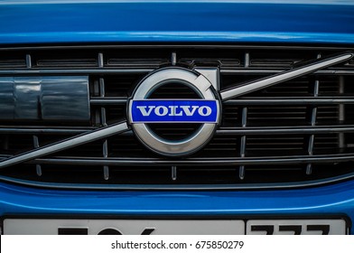 MOSCOW, RUSSIA - MAY 20, 2017 VOLVO XC60 POLESTAR, front-side view. VOLVO close-up logo.