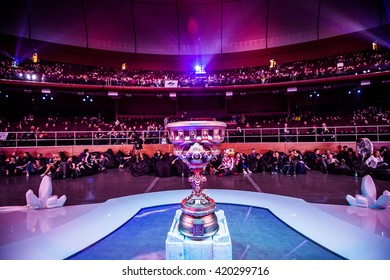 MOSCOW, RUSSIA - MAY 2016: Dota 2 Esports Event. Main Trophy Of The Tournament.