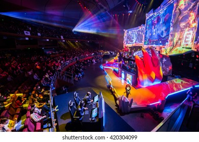 MOSCOW, RUSSIA - MAY 2016: Dota 2 Esports Event. Main Scene And Auditorium