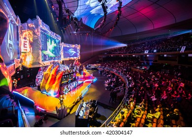 MOSCOW, RUSSIA - MAY 2016: Dota 2 Esports Event. Main Scene And Auditorium