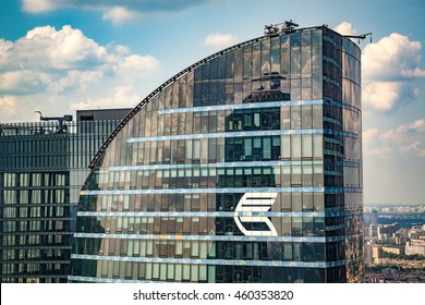 MOSCOW, RUSSIA - MAY 28, 2016: View From Moscow International Business Center (Moscow City) On The Federation West Tower And The Logo Of VTB