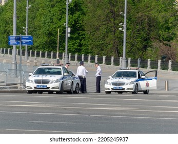 Moscow, Russia - May 9, 2022: Traffic Police Officers At The May 9 Holiday In Moscow