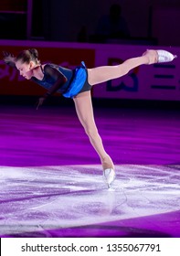 MOSCOW, RUSSIA – NOVEMBER 18,2018: Kamila Valieva Of Russia Performing At The Exhibition Gala Of The ISU Grand Prix Of Figure Skating Rostelecom Cup 2018.