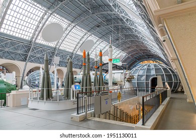 Moscow, Russia - November 28, 2018: Space Museum. Inside The Cosmonautics And Aviation Centre In The Cosmos Pavilion Of VDNH. Aircraft Exhibition. Rocket Science.