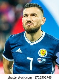 Moscow, Russia – October 10, 2019. Scotland National Football Team Winger Robert Snodgrass Before UEFA Euro 2020 Qualification Match Russia Vs Scotland (4-0) In Moscow.