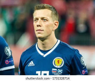 Moscow, Russia – October 10, 2019. Scotland national football team centre back Callum McGregor before UEFA Euro 2020 qualification match Russia vs Scotland (4-0) in Moscow.