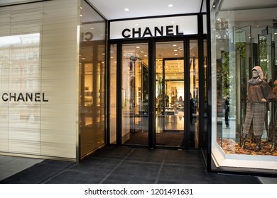 Moscow, Russia - October 12, 2018: Fashion Week Chanel Shopping. Luxury Store Chanel In Moscow.