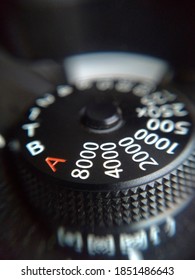 Moscow, Russia - October 12 2020: Extreme Close Up Shot Of Camera Mechanical ISO Dial. Camera Manual Settings Concept.