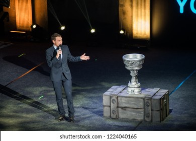 MOSCOW, RUSSIA - OCTOBER 2018: Counter Strike: Global Offensive Esports Event. Event's Host With A Main Prize - The Big Cup.