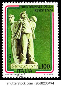 MOSCOW, RUSSIA - OCTOBER 24, 2021: Postage Stamp Printed In Italy Shows 