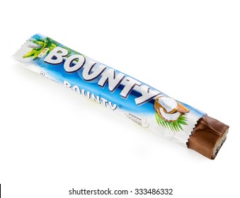 MOSCOW, RUSSIA - October 31, 2015: Bounty Chocolate Bar. Studio Shot, Isolated On White Background