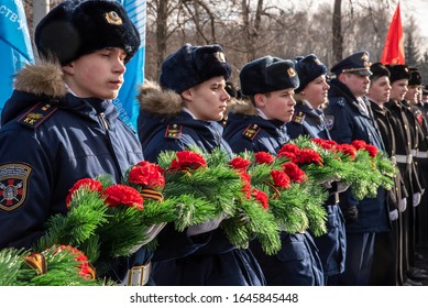 
MOSCOW, RUSSIA, POKLONNAYA HILL-FEBRUARY 15, 2020: Solemn Ceremony Of Laying Flowers At The Monument To Soldiers-internationalists/26th Anniversary Of The Withdrawal Of Soviet Troops From Afghanistan