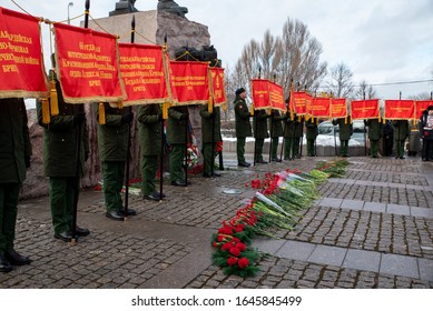 
MOSCOW, RUSSIA, POKLONNAYA HILL-FEBRUARY 15, 2020: Solemn Ceremony Of Laying Flowers At The Monument To Soldiers-internationalists/26th Anniversary Of The Withdrawal Of Soviet Troops From Afghanistan