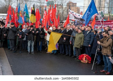 
MOSCOW, RUSSIA, POKLONNAYA HILL-FEBRUARY 15, 2020: Solemn Ceremony Of Laying Flowers At The Monument To Soldiers-internationalists/26th Anniversary Of The Withdrawal Of Soviet Troops From Afghanistan