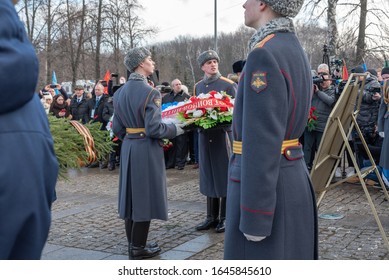 
MOSCOW, RUSSIA, POKLONNAYA HILL-FEBRUARY 15, 2020: Solemn Ceremony Of Laying Flowers At The Monument To Soldiers-internationalists/26th Anniversary Of The Withdrawal Of Soviet Troops From Afghanistan