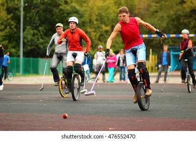 MOSCOW, RUSSIA - SEPT 12, 2015: Unicycle Hockey