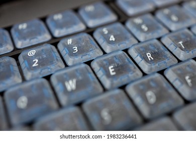 Moscow, Russia, Sept. 13, 2020:  A close-up of a translucent keyboard of an Apple PowerBook 2400c notebook, as seen during the exhibition in the Apple Museum. CREDIT: Valeriya Golubenko - 30pin