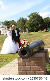 Moscow, Russia - Sept 29, 2019: Young Happy Wedding Couple.