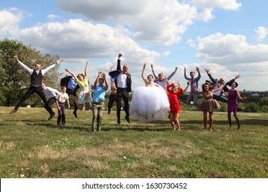 Moscow, Russia - Sept 29, 2019: Young Happy Wedding Couple.