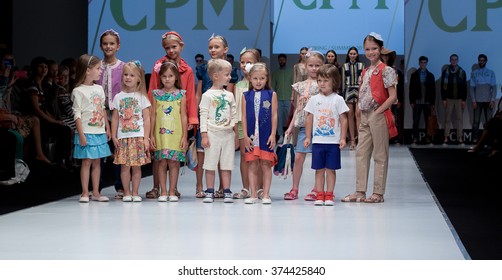 MOSCOW, RUSSIA - SEPTEMBER 02: INTERNATIONAL FASHION TRADE SHOW, Designers present their collections for spring-summer 2016 on September 02, 2015 in Moscow, Russia.
