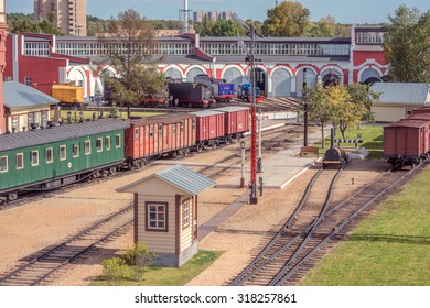 Moscow, Russia - September 19, 2015: View Of The Territory Of Railway Museum And Steam Locomotive Depot.